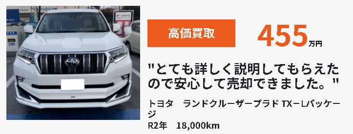 トヨタ　ランドクルーザープラドTX－L　R2年　18,000km　＜455万円＞